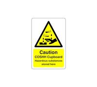 Safety First Display LTD Caution COSHH cupboard sign - 1.2mm Rigid plastic for indoor/outdoor usage (200mm x 150mm) Viewing Distance within 5m.