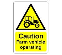 Safety First Display LTD Caution farm vehicle operating sign - High tack self-adhesive sticker (150mm x 100mm) Viewing Distance within 3m.
