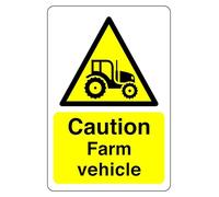 Safety First Display LTD Caution farm vehicle sign - High tack self-adhesive sticker (150mm x 100mm) Viewing Distance within 3m.