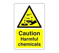 Safety First Display LTD Caution harmful chemicals sign - Corrosive, Hazardous, Chemicals, Harmful, Irritant - 3mm Aluminum Dibond for indoor/outdoor usage (200mm x 150mm) 5m Viewing Distance.