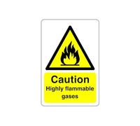 Safety First Display LTD Caution highly flammable gasses sign - 1.2mm Rigid plastic for indoor/outdoor usage (150mm x 100mm) Viewing Distance within 3m.