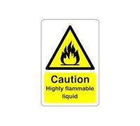 Safety First Display LTD Caution highly flammable liquid sign - High tack self-adhesive sticker (600mm x 400mm) Viewing Distance within 20m.