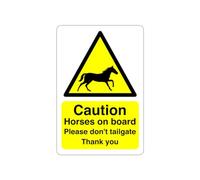 Safety First Display LTD Caution horses on board sign - High tack self-adhesive sticker (150mm x 100mm) Viewing Distance within 3m.