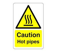Safety First Display LTD Caution hot pipes - High tack self-adhesive sticker (150mm x 100mm) Viewing Distance within 3m.