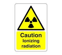 Safety First Display LTD Caution Ionizing radiation sign - Chemicals, Corrosive, Toxic, Warning - High tack self-adhesive sticker (150mm x 100mm) Viewing Distance within 3m.