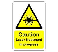 Safety First Display LTD Caution laser treatment sign - High tack self-adhesive sticker (200mm x 150mm) Viewing Distance within 5m.