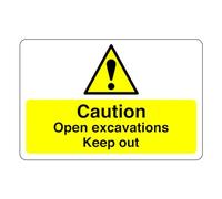 Safety First Display LTD Caution open excavation sign - 1.2mm Rigid plastic for indoor/outdoor usage (300mm x 200mm) Viewing Distance within 7m.
