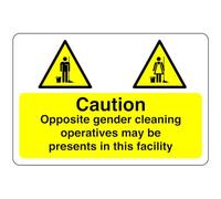 Safety First Display LTD Caution opposite gender cleaning operatives may be presents in this facility sign - High tack self-adhesive sticker (150mm x 100mm) Viewing Distance within 3m.