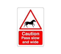 Safety First Display LTD Caution pass slow and wide sign - 1.2mm Rigid plastic for indoor/outdoor usage (150mm x 100mm) Viewing Distance within 3m.