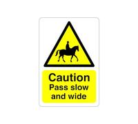 Safety First Display LTD Caution pass slow and wide sign - High tack self-adhesive sticker (150mm x 100mm) Viewing Distance within 3m.