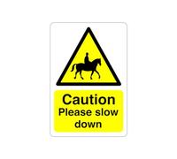 Safety First Display LTD Caution please slow down sign - 1.2mm Rigid plastic for indoor/outdoor usage (150mm x 100mm) Viewing Distance within 3m.