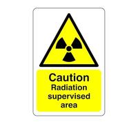 Safety First Display LTD Caution Radiation supervised area sign - Chemicals, Corrosive, Toxic, Warning - High tack self-adhesive sticker (300mm x 200mm) Viewing Distance within 7m.
