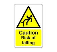 Safety First Display LTD Caution risk of falling sign - 1.2mm Rigid plastic for indoor/outdoor usage (150mm x 100mm) Viewing Distance within 3m.