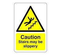 Safety First Display LTD Caution stairs may be slippery sign - High tack self-adhesive sticker (200mm x 150mm) Viewing Distance within 5m.