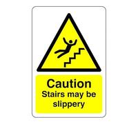 Safety First Display LTD Caution stairs may be slippery sign - High tack self-adhesive sticker (300mm x 200mm) Viewing Distance within 7m.