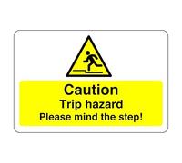 Safety First Display LTD Caution trip hazard please mind the step sign - High tack self-adhesive sticker (200mm x 150mm) Viewing Distance within 5m.