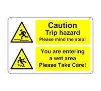 Safety First Display LTD Caution trip hazard please mind the step sign - High tack self-adhesive sticker (400mm x 300mm) Viewing Distance within 14m.