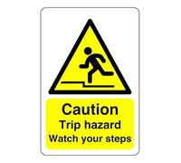 Safety First Display LTD Caution trip hazard watch your steps sign - High tack self-adhesive sticker (150mm x 100mm) Viewing Distance within 3m.