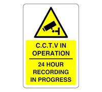 Safety First Display LTD CCTV in operation 24 hour recording in progress sign - 1.2mm Rigid plastic for indoor/outdoor usage (200mm x 150mm) Viewing Distance within 5m.