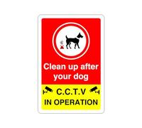 Safety First Display LTD Clean up after your dog : CCTV in operation - Dog signs - 1.2mm Rigid plastic for indoor/outdoor usage (150mm x 100mm) Viewing Distance within 3m.