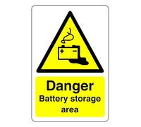 Safety First Display LTD Danger battery storage area - High tack self-adhesive sticker (300mm x 200mm) Viewing Distance within 7m.