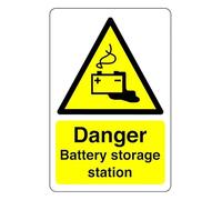 Safety First Display LTD Danger Battery storage area - High tack self-adhesive sticker (600mm x 400mm) Viewing Distance within 20m.