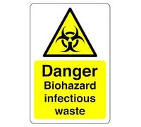 Safety First Display LTD Danger Biohazard infectious waste sign - High tack self-adhesive sticker (150mm x 100mm) Viewing Distance within 3m.