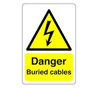 Safety First Display LTD Danger buried cables sign - High tack self-adhesive sticker (150mm x 100mm) Viewing Distance within 3m.