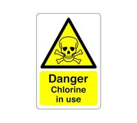 Safety First Display LTD Danger Chlorine in use sign - 1.2mm Rigid plastic for indoor/outdoor usage (150mm x 100mm) Viewing Distance within 3m.