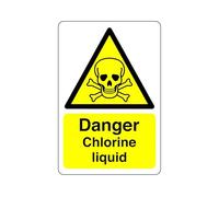 Safety First Display LTD Danger Chlorine liquid sign - High tack self-adhesive sticker (200mm x 150mm) Viewing Distance within 5m.