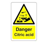 Safety First Display LTD Danger Citric acid sign - Acid, Corrosive, Hazardous, Chemicals, Harmful - High tack self-adhesive sticker (150mm x 100mm) Viewing Distance within 3m.