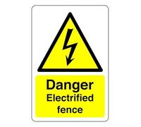 Safety First Display LTD Danger electrical fence sign - 1.2mm Rigid plastic for indoor/outdoor usage (400mm x 300mm) Viewing Distance within 14m.