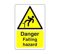 Safety First Display LTD Danger falling hazard sign - High tack self-adhesive sticker (200mm x 150mm) Viewing Distance within 5m.