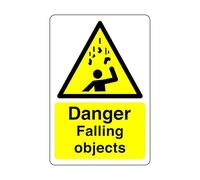 Safety First Display LTD Danger falling objects sign - 1.2mm Rigid plastic for indoor/outdoor usage (200mm x 150mm) Viewing Distance within 5m.