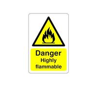 Safety First Display LTD Danger Highly flammable sign - High tack self-adhesive sticker (200mm x 150mm) Viewing Distance within 5m.