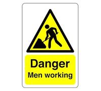 Safety First Display LTD Danger men working sign - 1.2mm Rigid plastic for indoor/outdoor usage (200mm x 150mm) Viewing Distance within 5m.