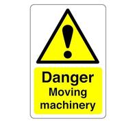 Safety First Display LTD Danger moving machinery - High tack self-adhesive sticker (150mm x 100mm) Viewing Distance within 3m.