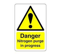 Safety First Display LTD Danger Nitrogen purge sign - 1.2mm Rigid plastic for indoor/outdoor usage (300mm x 200mm) Viewing Distance within 7m.