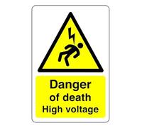 Safety First Display LTD Danger of death sign - 1.2mm Rigid plastic for indoor/outdoor usage (200mm x 150mm) Viewing Distance within 5m.