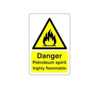 Safety First Display LTD Danger petroleum spirit sign - High tack self-adhesive sticker (150mm x 100mm) Viewing Distance within 3m.