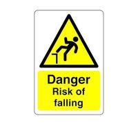 Safety First Display LTD Danger risk of falling sign - High tack self-adhesive sticker (150mm x 100mm) Viewing Distance within 3m.