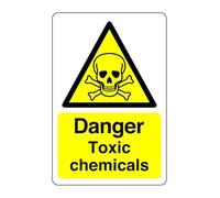 Safety First Display LTD Danger toxic chemicals sign - Corrosive, Hazardous, Chemicals, Harmful, Irritant - High tack self-adhesive sticker (300mm x 200mm) Viewing Distance within 7m.