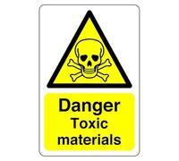 Safety First Display LTD Danger toxic materials sign - High tack self-adhesive sticker (300mm x 200mm) Viewing Distance within 7m.