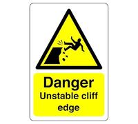 Safety First Display LTD Danger unstable cliff edge sign - 1.2mm Rigid plastic for indoor/outdoor usage (200mm x 150mm) Viewing Distance within 5m.