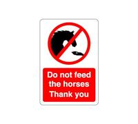 Safety First Display LTD Do not feed the horses thank you sign - 1.2mm Rigid plastic for indoor/outdoor usage (300mm x 200mm) Viewing Distance within 7m.