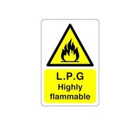 Safety First Display LTD L.P.G highly flammable sign - High tack self-adhesive sticker (600mm x 400mm) Viewing Distance within 20m.