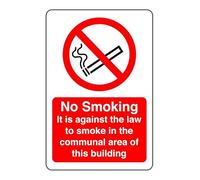 Safety First Display LTD No smoking it is against the law sign- High tack self-adhesive sticker (150mm x 100mm) Viewing Distance within 3m.