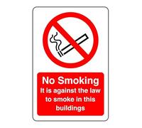 Safety First Display LTD No smoking it is against the law to smoke sign - High tack self-adhesive sticker (200mm x 150mm) Viewing Distance within 5m.