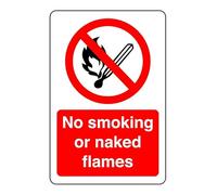 Safety First Display LTD No smoking or naked flames sign - 1.2mm Rigid plastic for indoor/outdoor usage (400mm x 300mm) Viewing Distance within 14m.