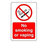 Safety First Display LTD No smoking or vaping sign - High tack self-adhesive sticker (200mm x 150mm) Viewing Distance within 5m.
